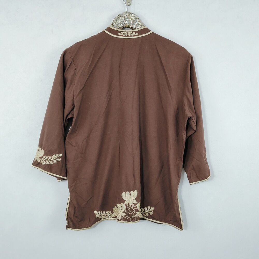 Vintage 70s Caro of Honolulu Women's Brown Floral Plus Size Top size 16 - Picture 4 of 7